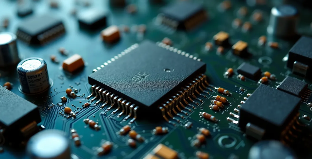 Vue macro des composants internes d'une caméra de surveillance