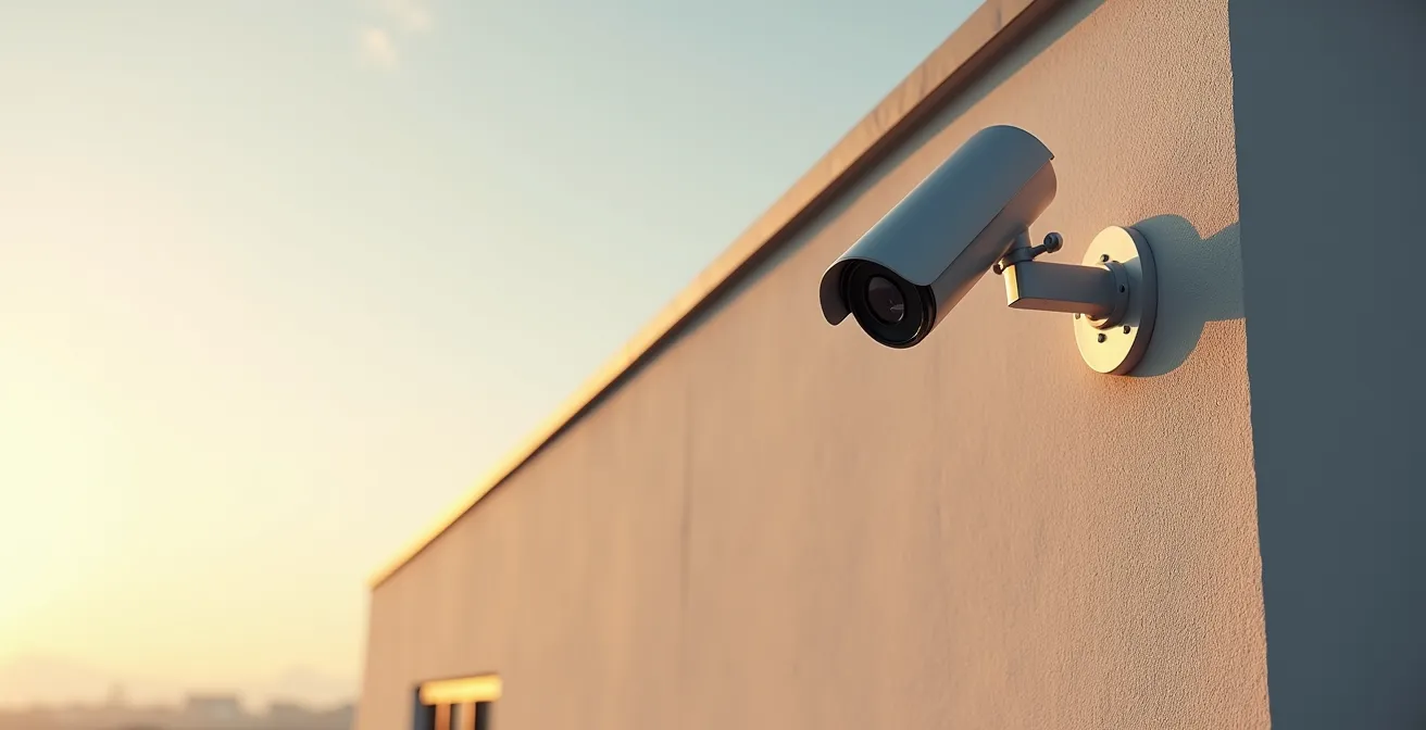 Caméra de surveillance positionnée stratégiquement sur un mur extérieur
